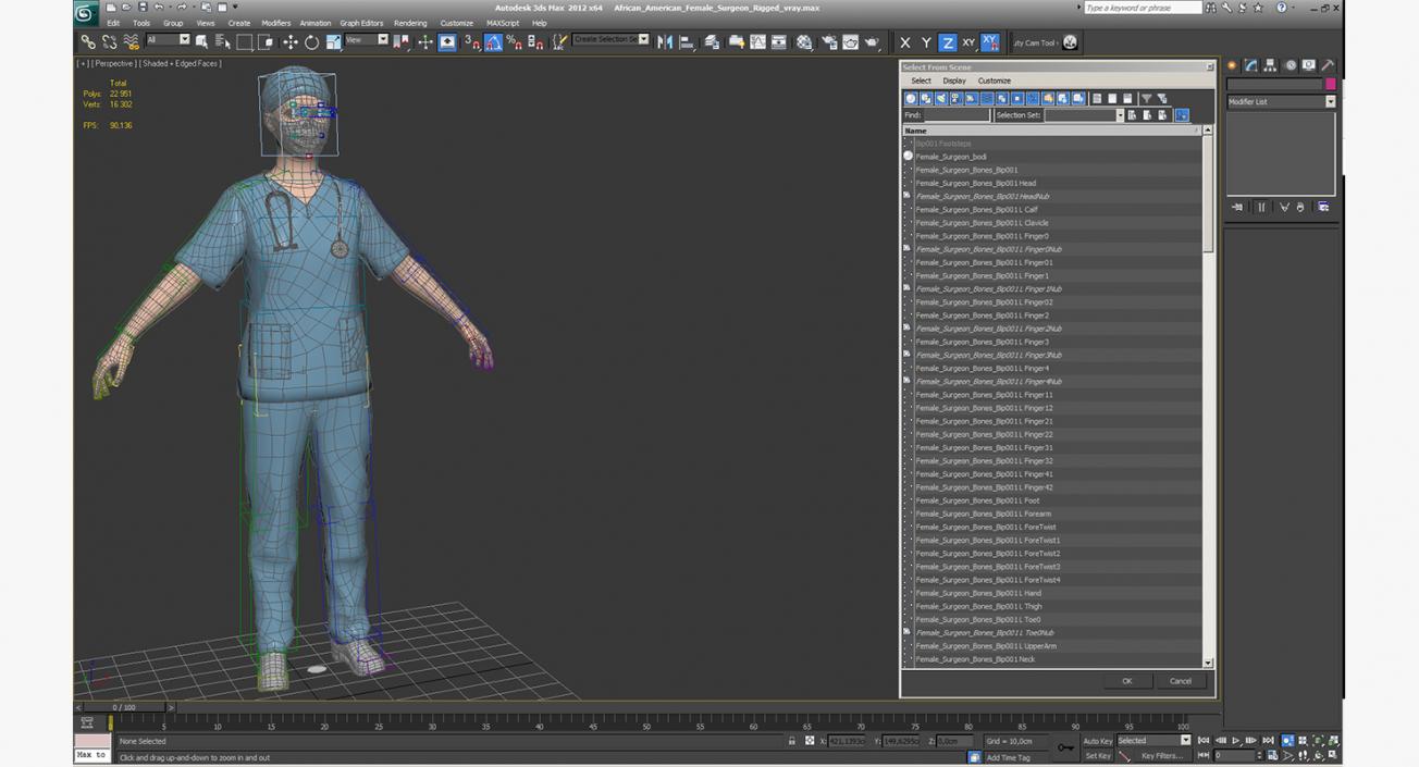 3D African American Female Surgeon Rigged model