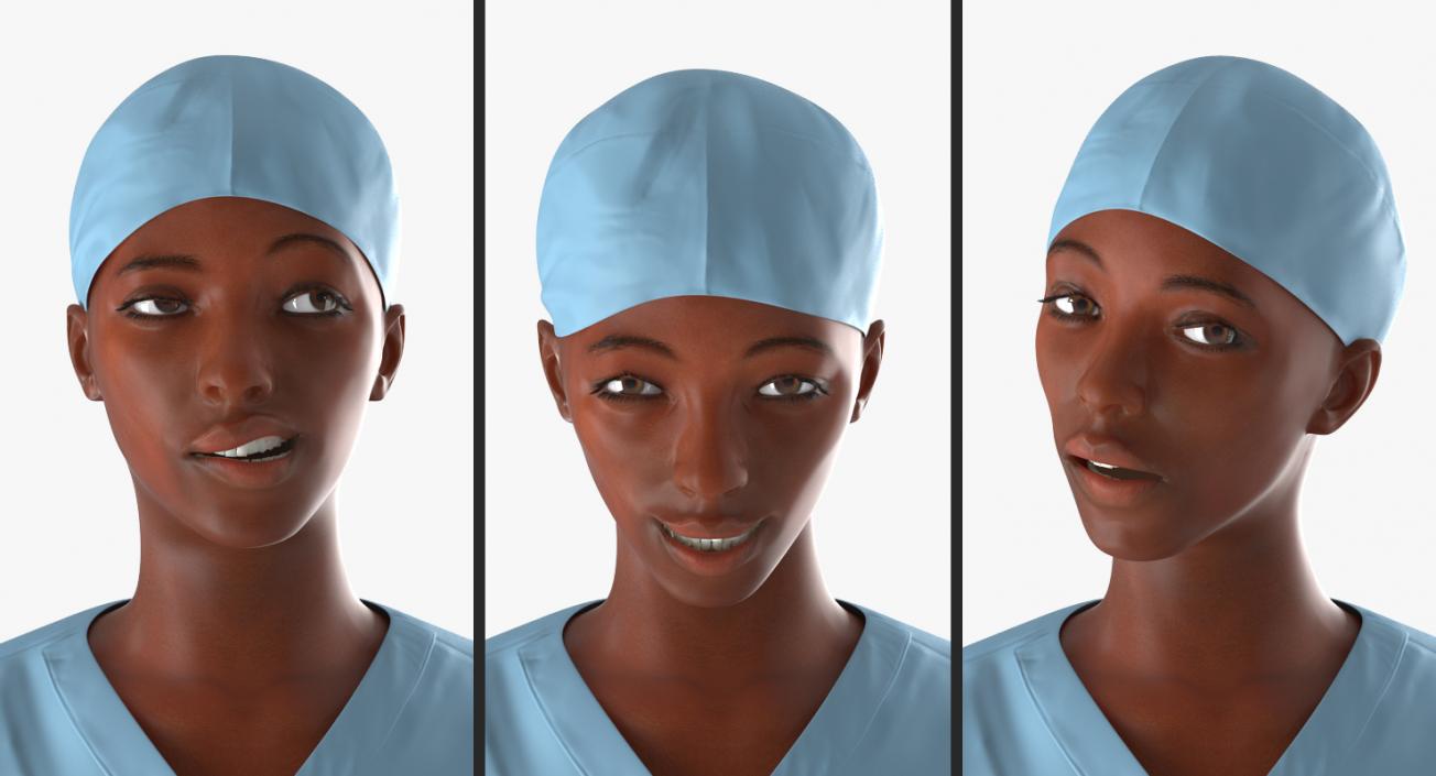 3D African American Female Surgeon Rigged model