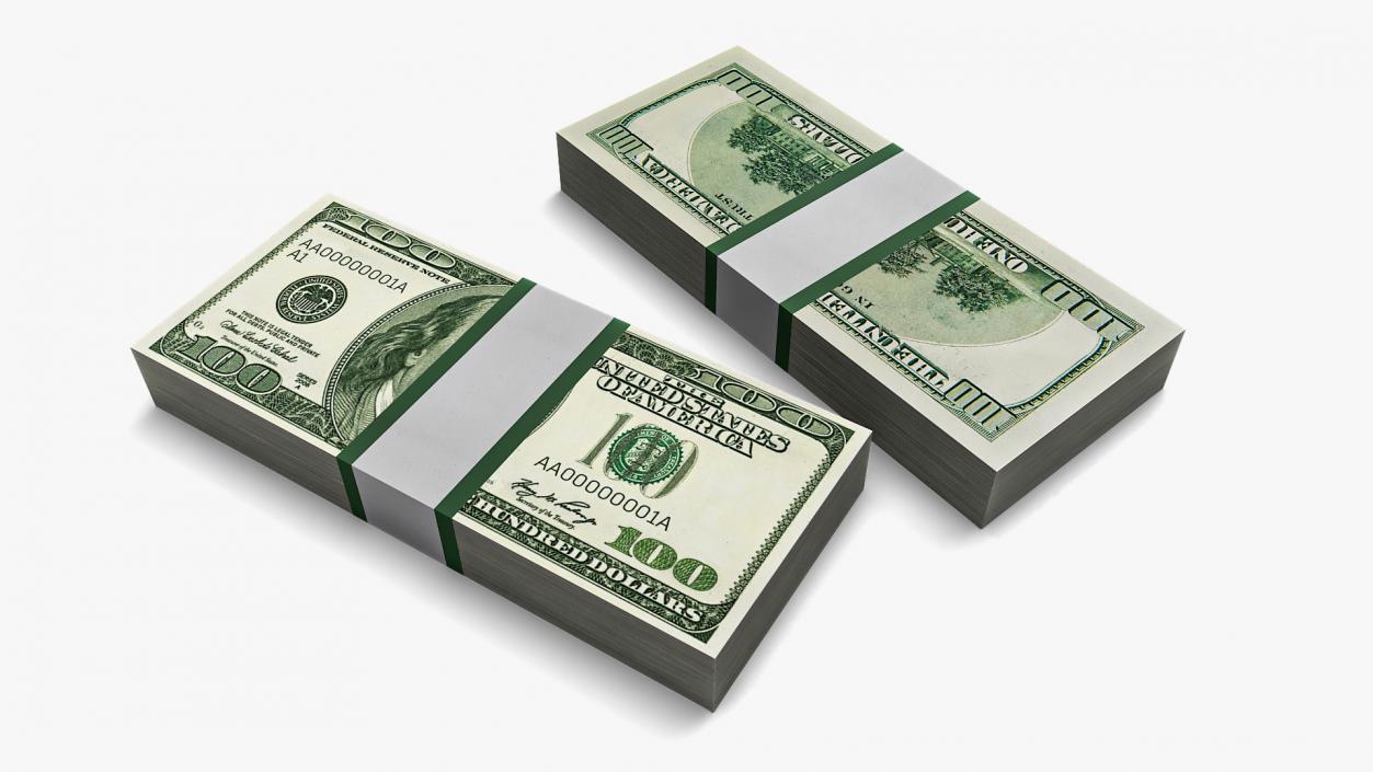 3D model US Currency 100 Dollar Bills Pack 2