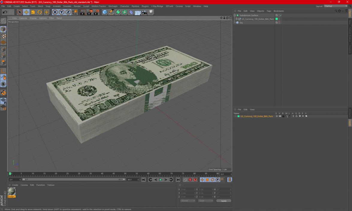 3D model US Currency 100 Dollar Bills Pack 2