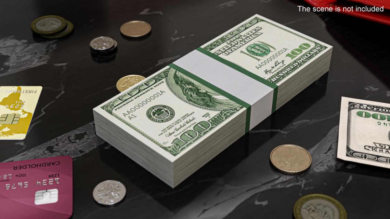 3D model US Currency 100 Dollar Bills Pack 2