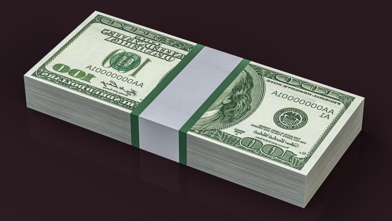 3D model US Currency 100 Dollar Bills Pack 2