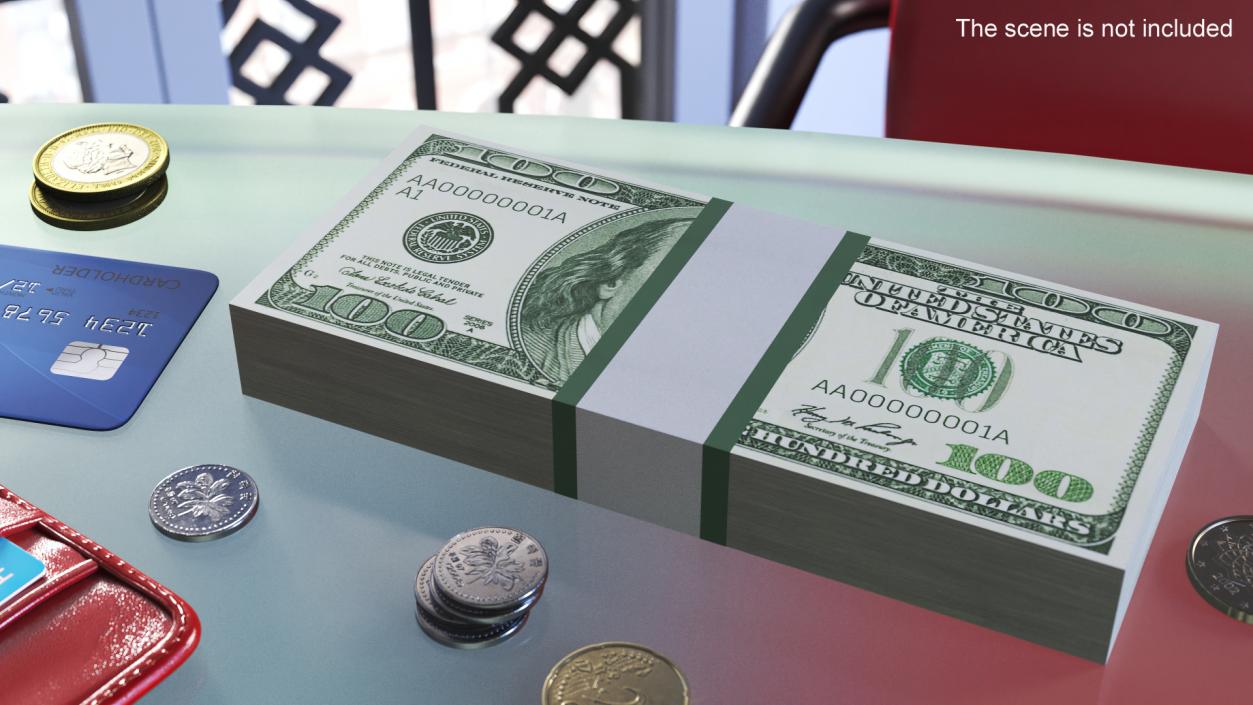 3D model US Currency 100 Dollar Bills Pack 2