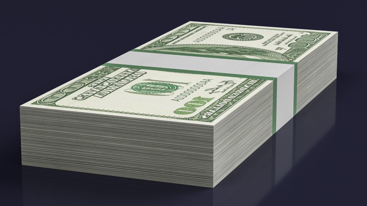 3D model US Currency 100 Dollar Bills Pack 2