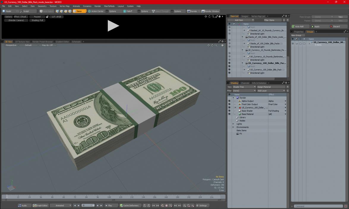 3D model US Currency 100 Dollar Bills Pack 2