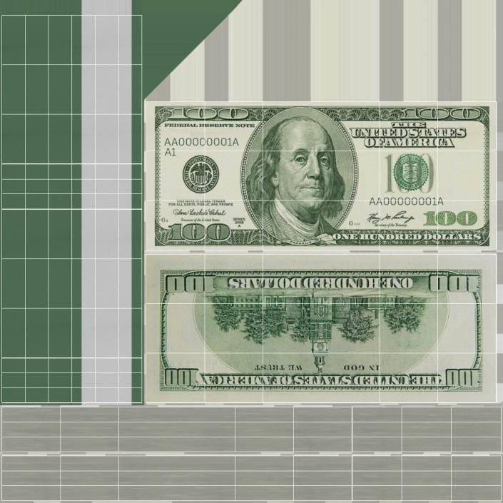 3D model US Currency 100 Dollar Bills Pack 2