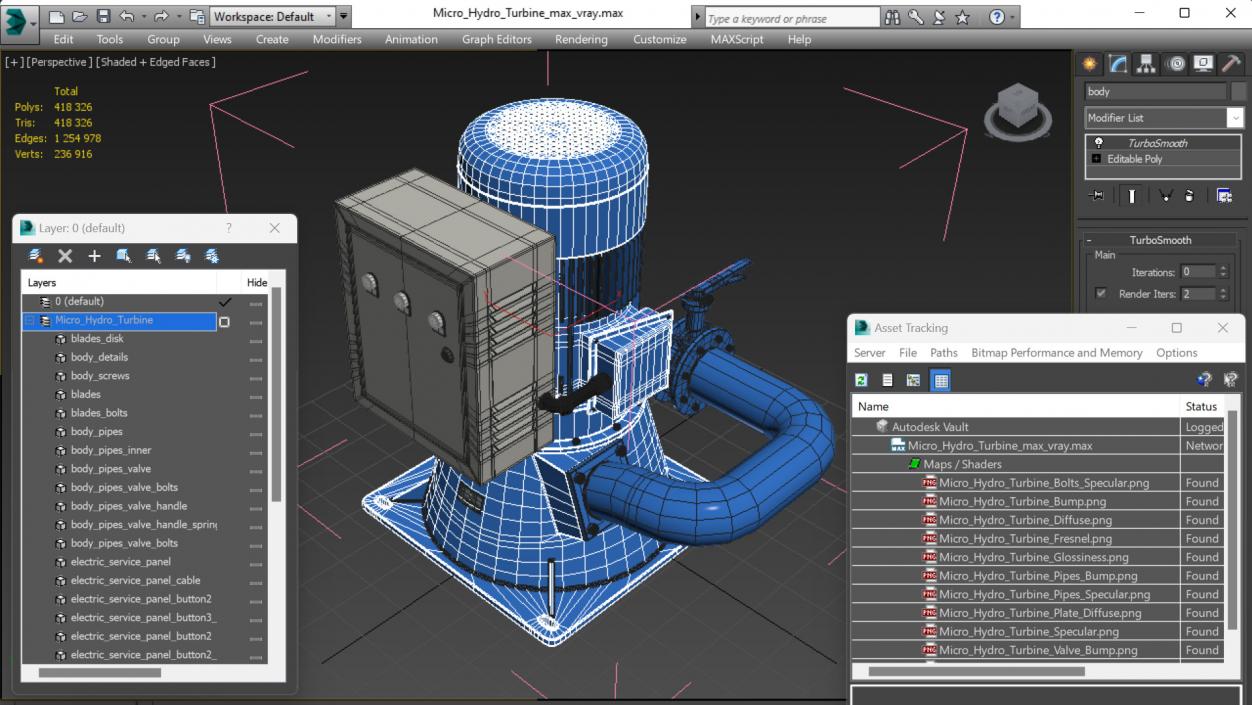 Micro Hydro Turbine 3D model