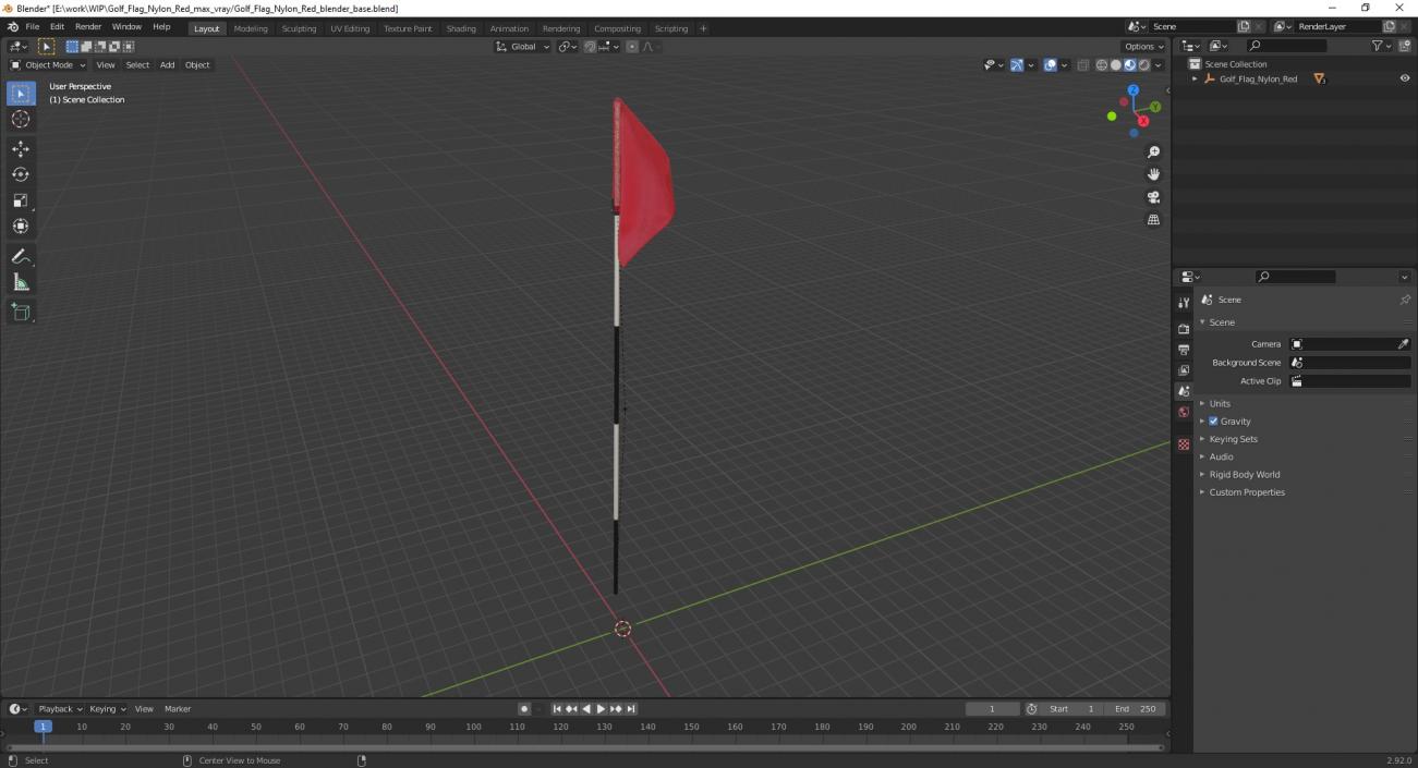 Golf Flag Nylon Red 3D model