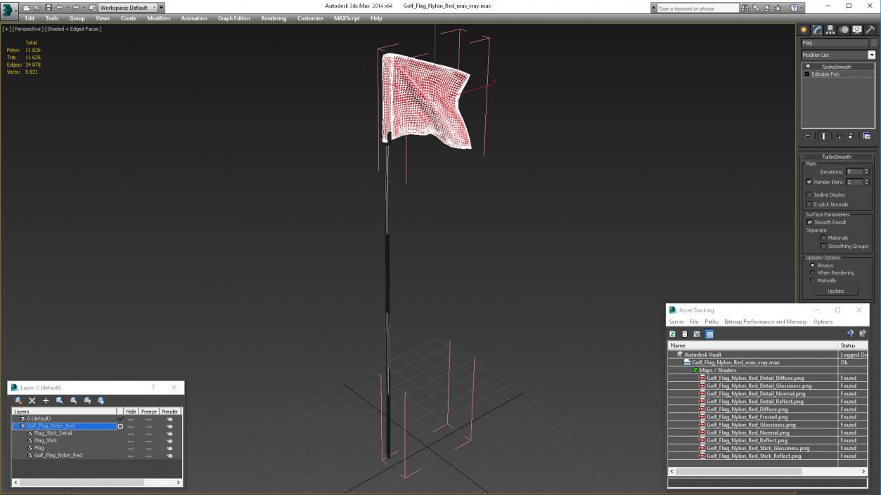 Golf Flag Nylon Red 3D model