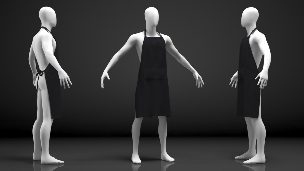 3D Men Cooking Apron Black on Mannequin