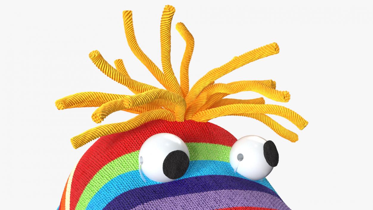 3D Sock Puppet Character Striped Boy Smiling Pose 2 model