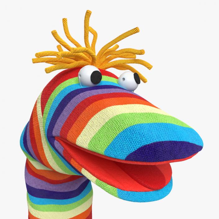 3D Sock Puppet Character Striped Boy Smiling Pose 2 model