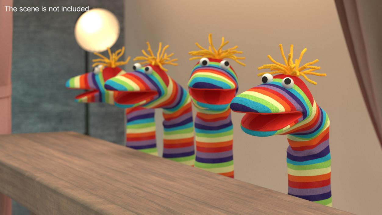 3D Sock Puppet Character Striped Boy Smiling Pose 2 model