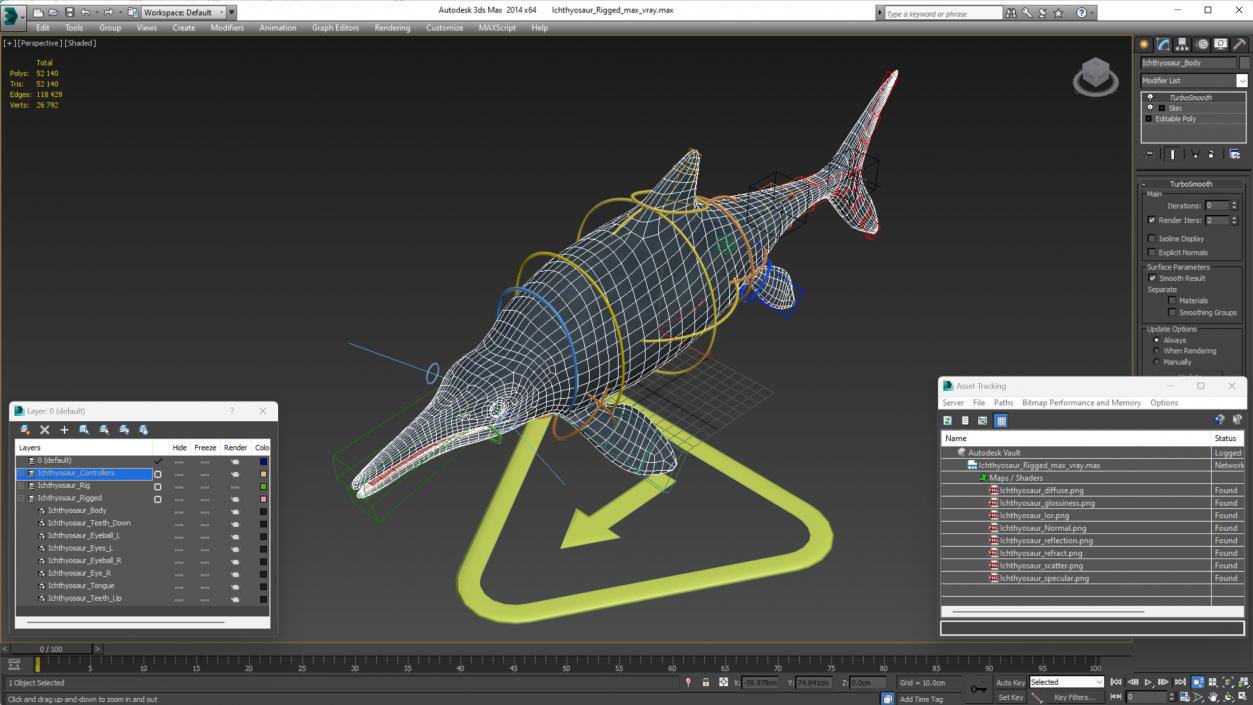 Ichthyosaur Rigged for Maya 3D