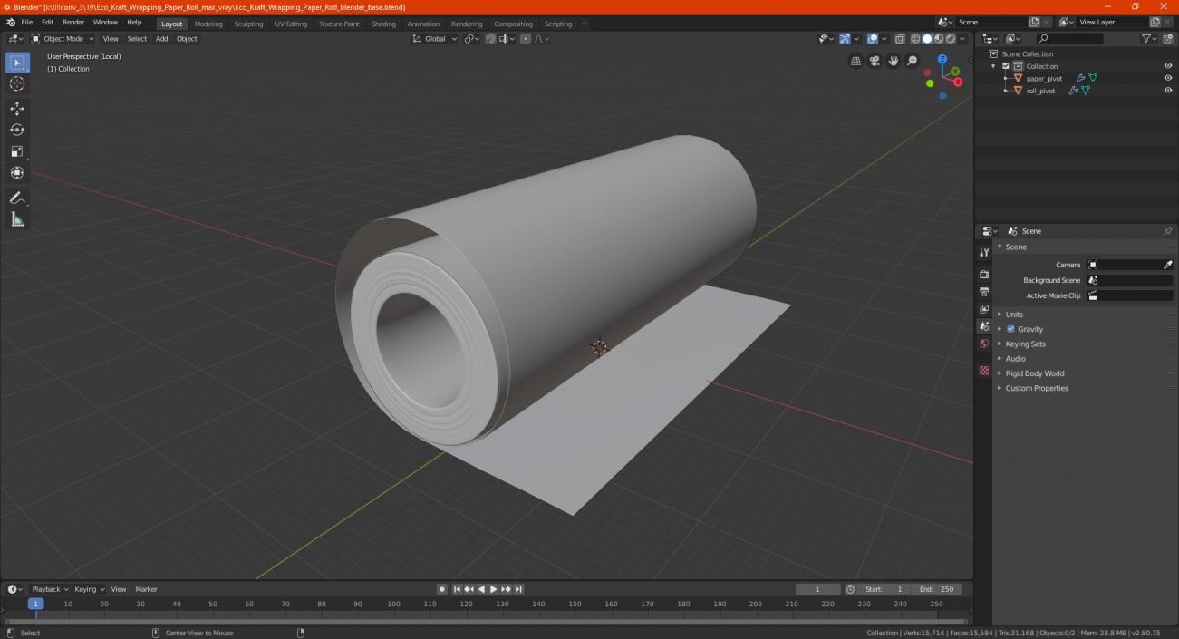 Eco Kraft Wrapping Paper Roll 3D model