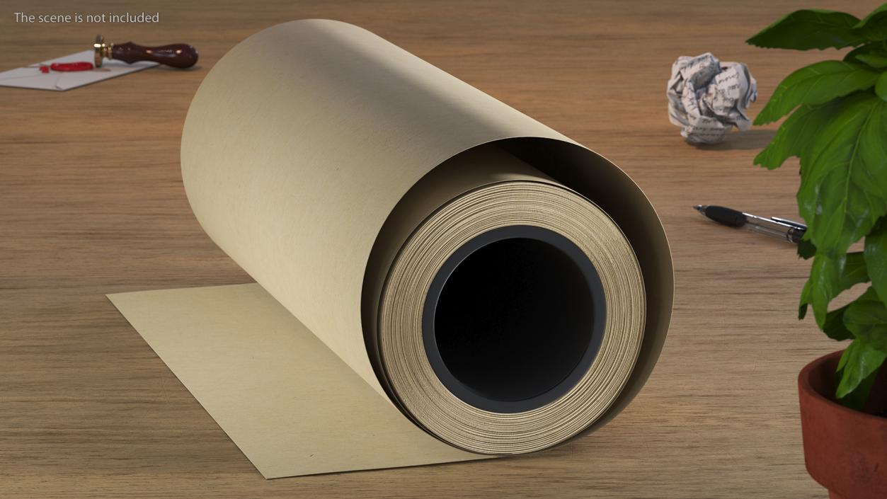 Eco Kraft Wrapping Paper Roll 3D model