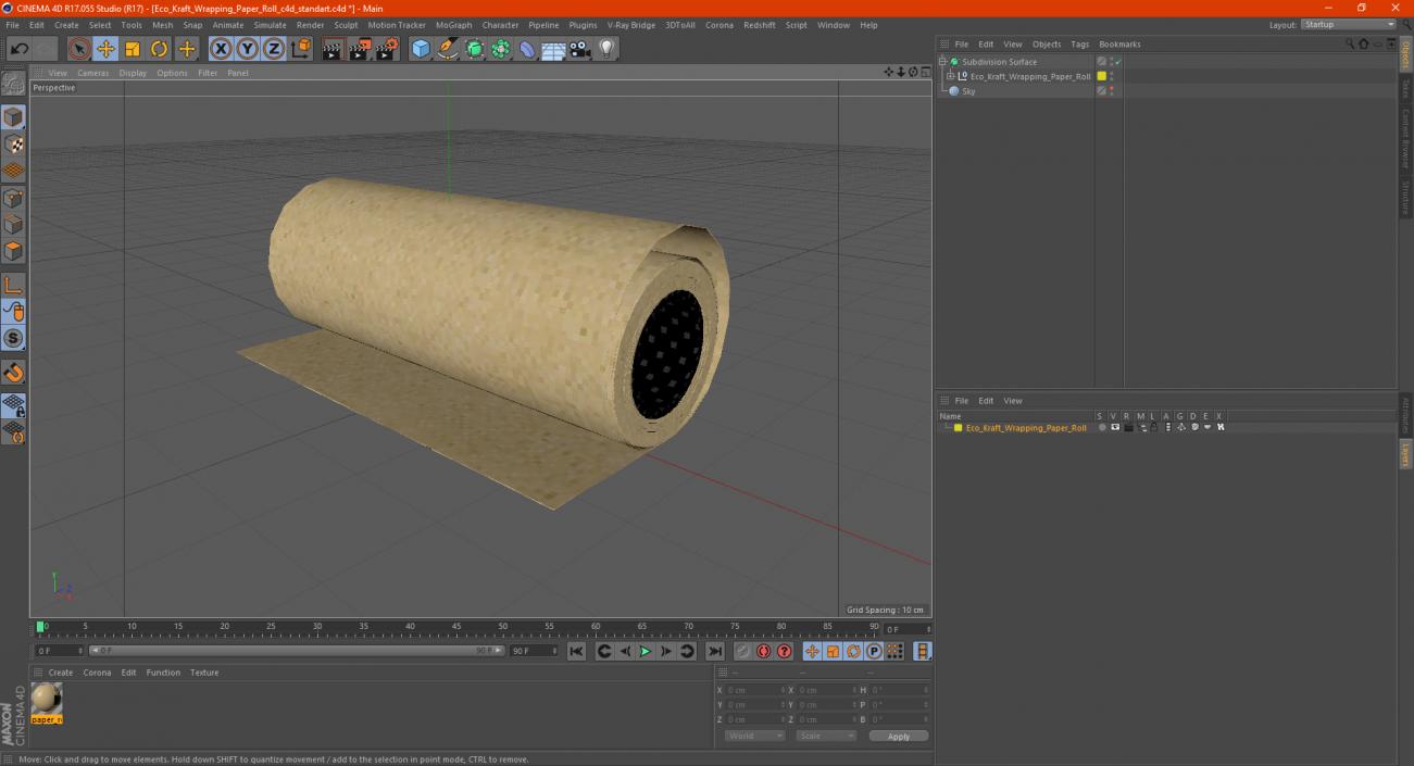 Eco Kraft Wrapping Paper Roll 3D model