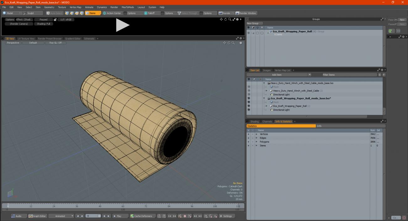 Eco Kraft Wrapping Paper Roll 3D model