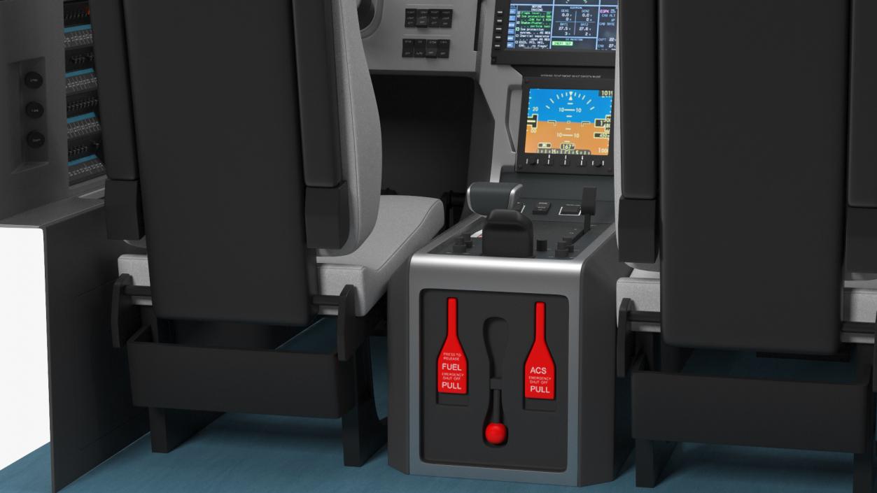 3D Business Aircraft Pilot Cockpit