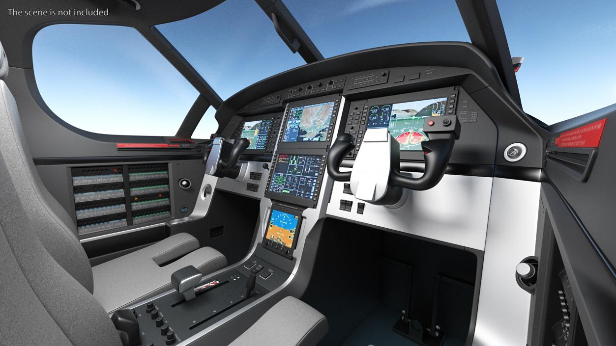 3D Business Aircraft Pilot Cockpit