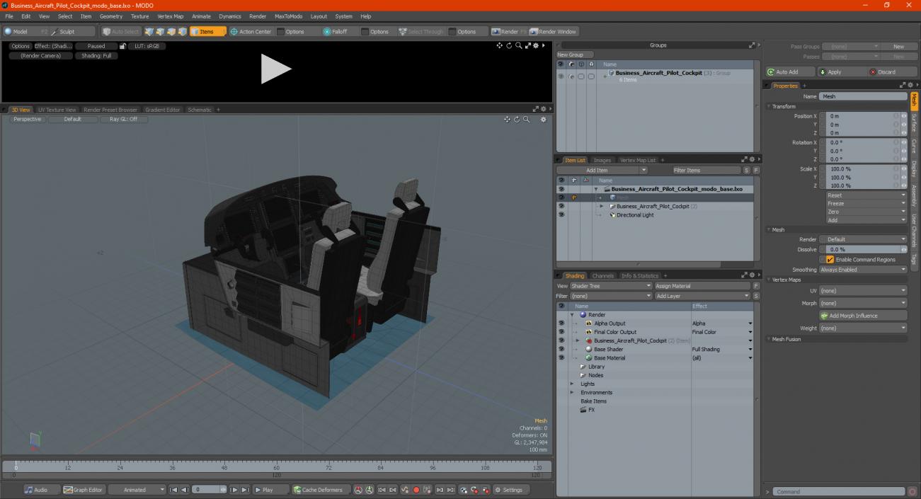 3D Business Aircraft Pilot Cockpit