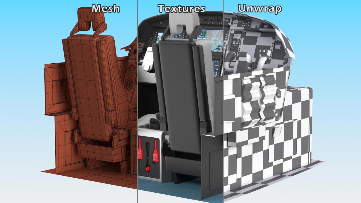 3D Business Aircraft Pilot Cockpit