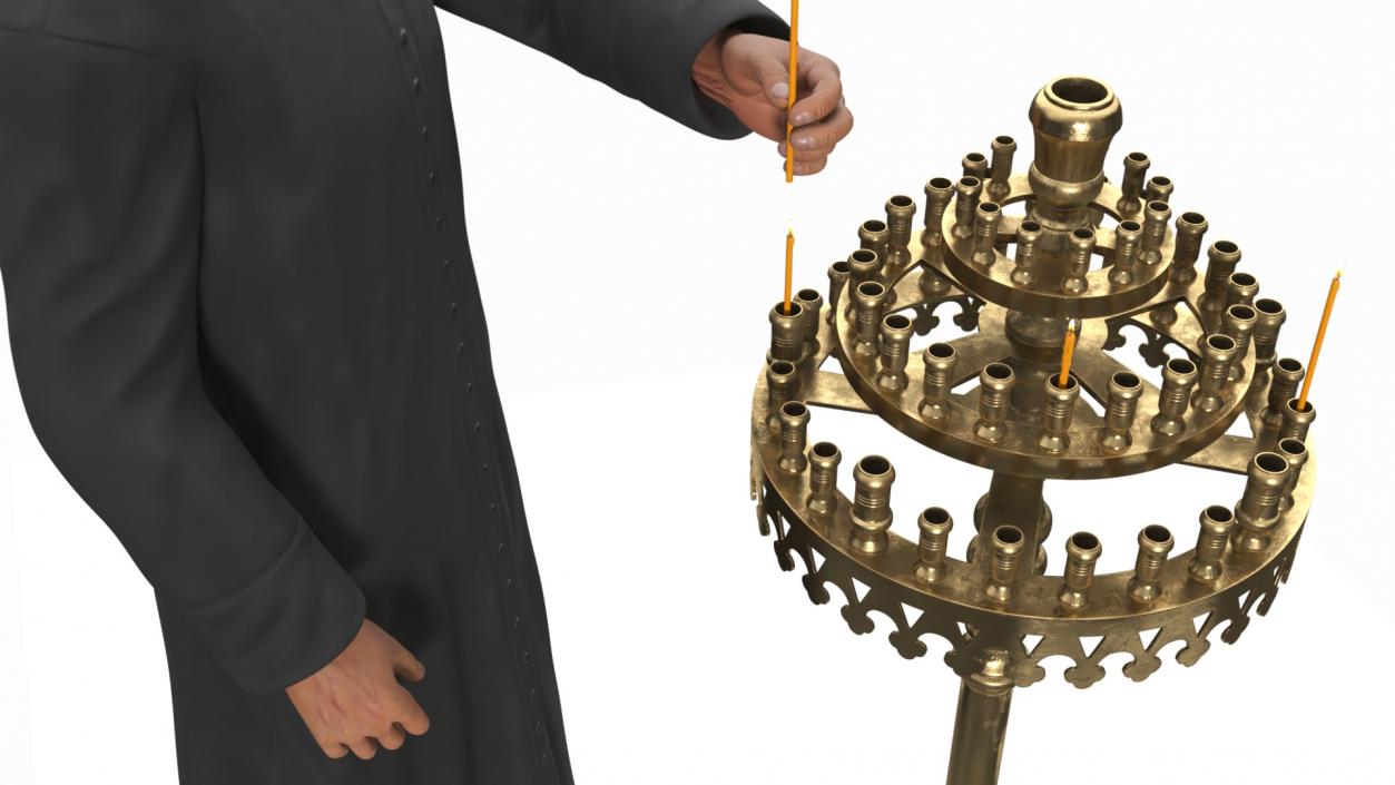 3D Priest with Church Candlestick Stand