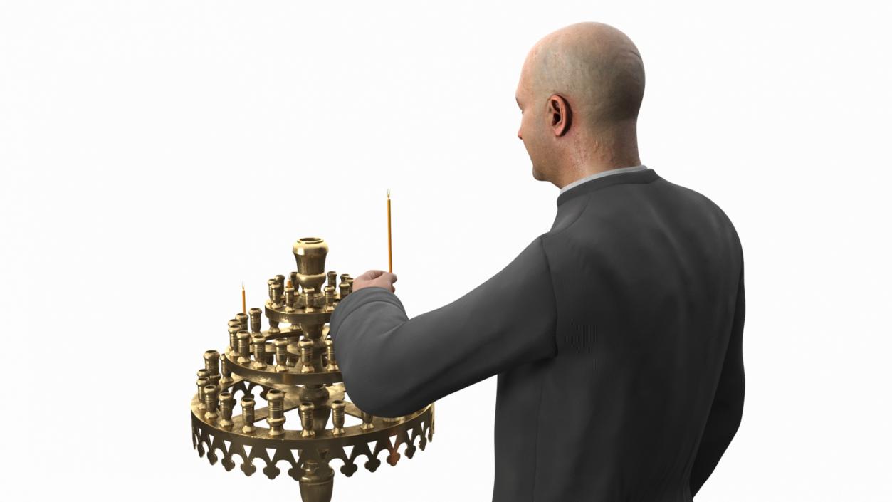 3D Priest with Church Candlestick Stand