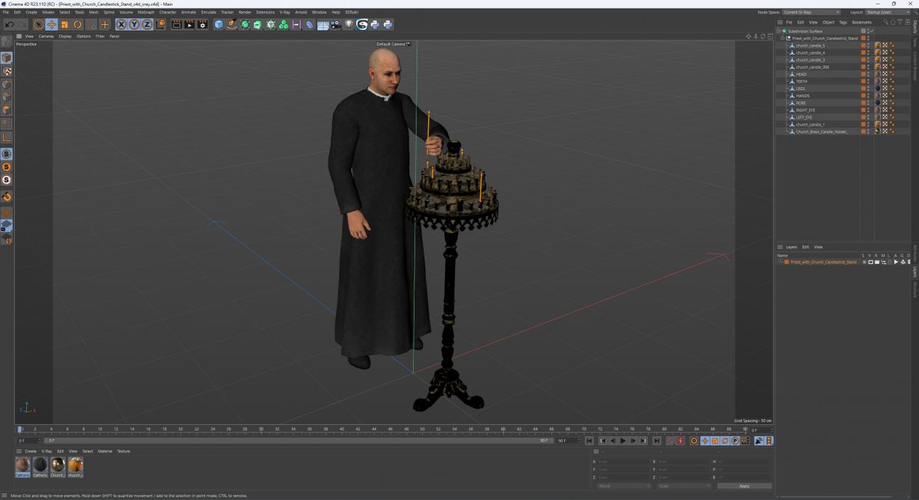 3D Priest with Church Candlestick Stand