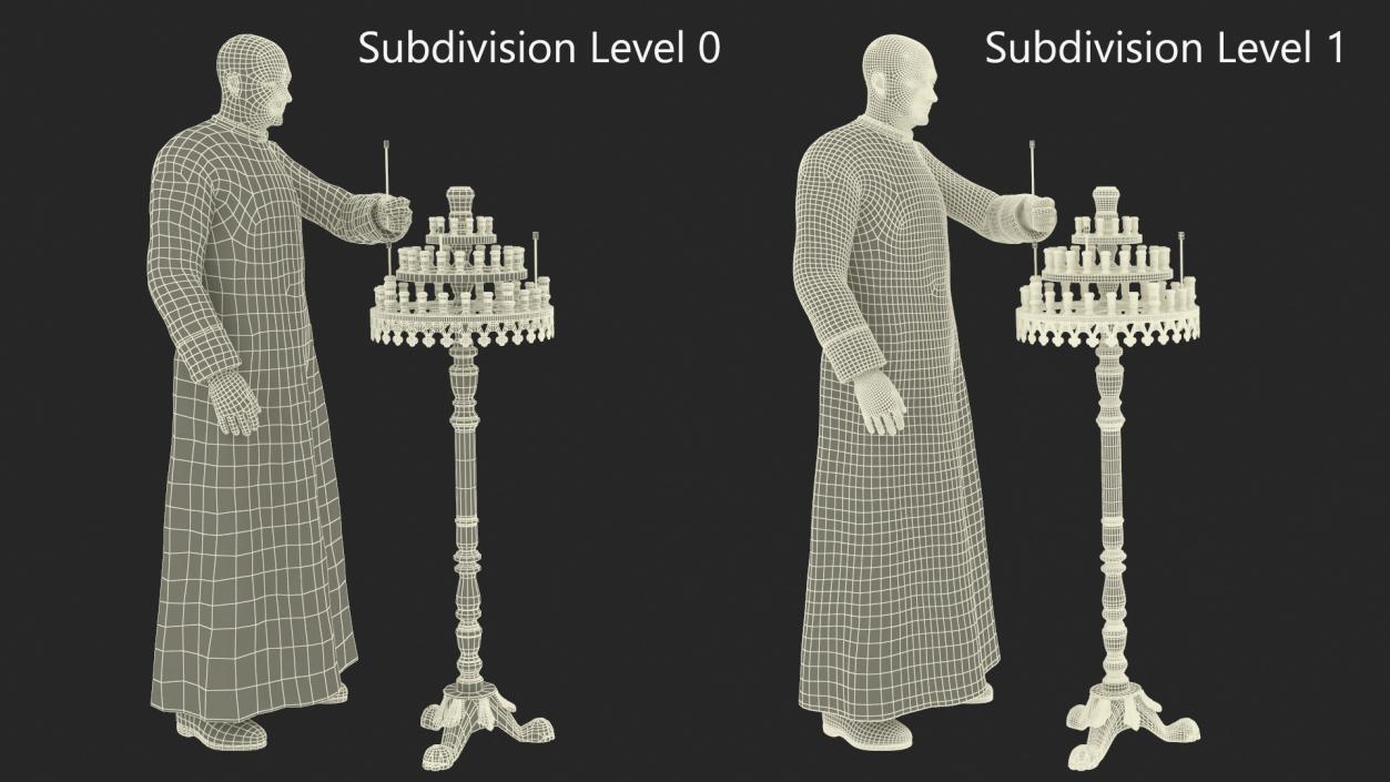 3D Priest with Church Candlestick Stand