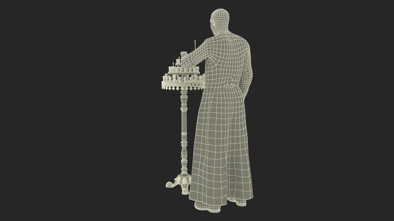 3D Priest with Church Candlestick Stand