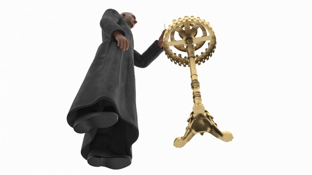 3D Priest with Church Candlestick Stand