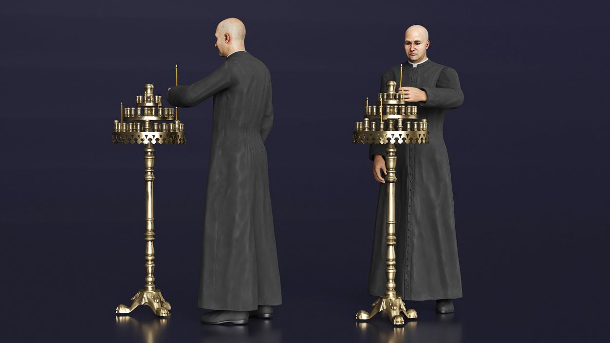 3D Priest with Church Candlestick Stand