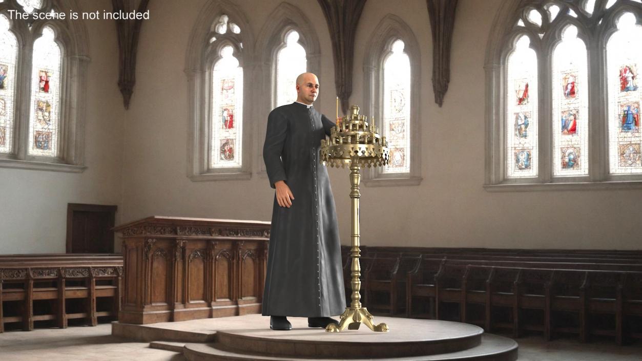 3D Priest with Church Candlestick Stand