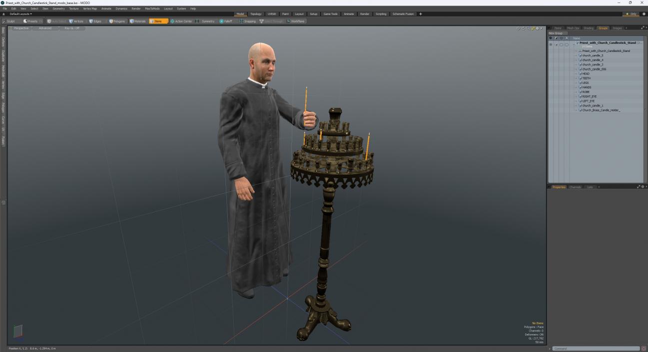 3D Priest with Church Candlestick Stand