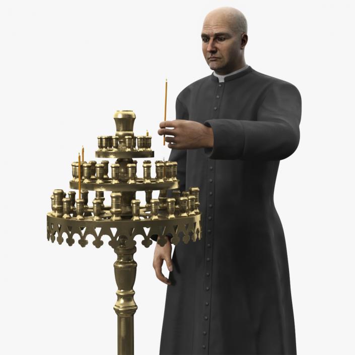 3D Priest with Church Candlestick Stand