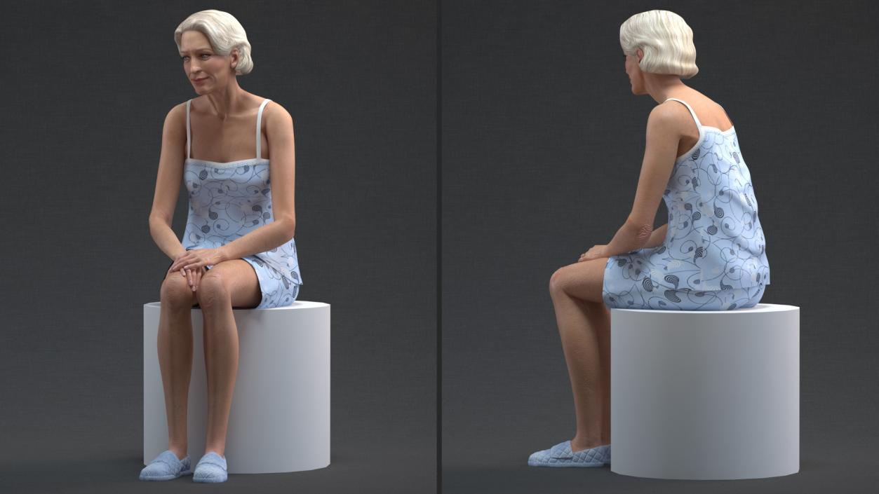 Rigged Elderly Woman with Wheelchair Collection 3D