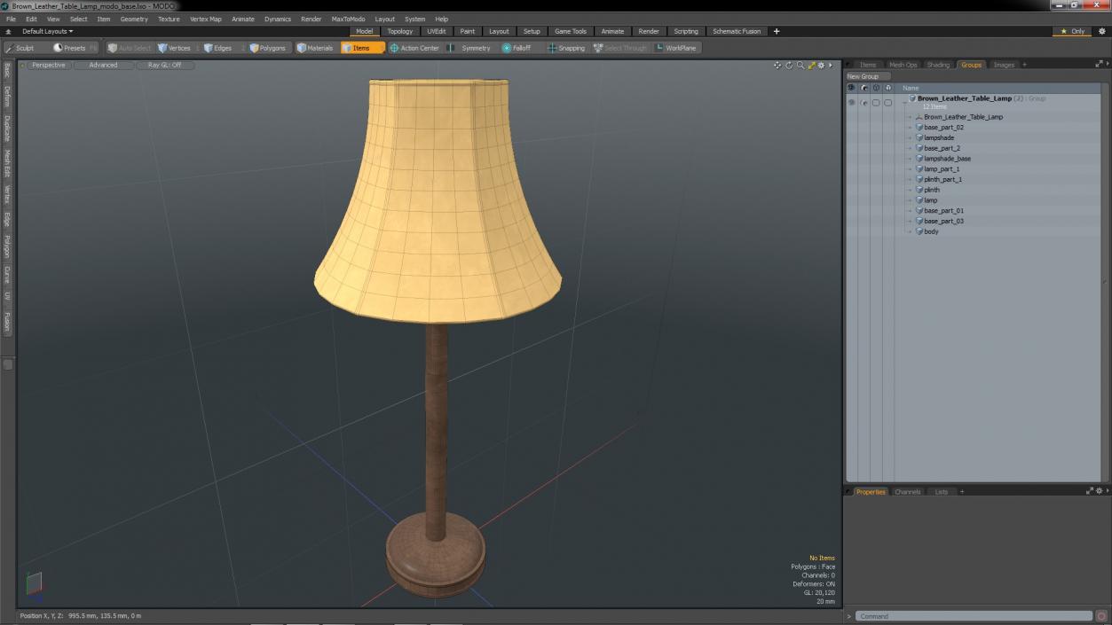 Brown Leather Table Lamp 3D model