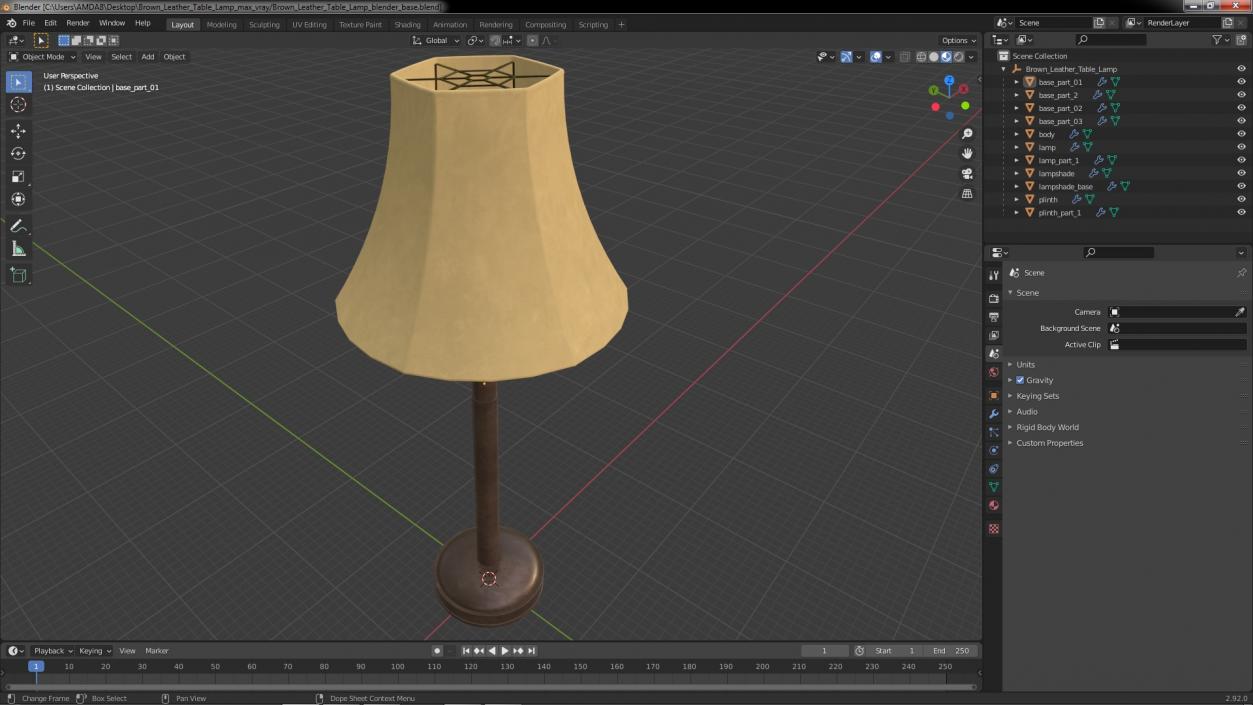 Brown Leather Table Lamp 3D model