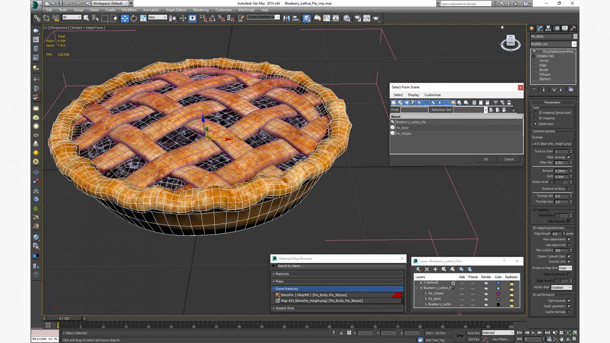 3D Blueberry Lattice Pie