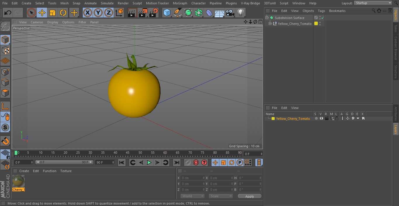 3D model Yellow Cherry Tomato