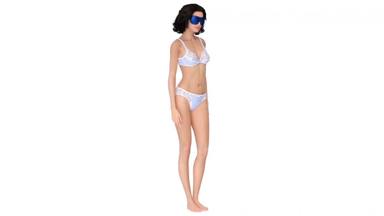 3D Woman with Sleep Mask Blue