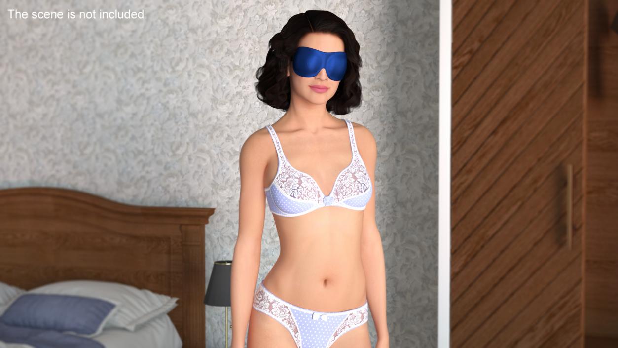 3D Woman with Sleep Mask Blue