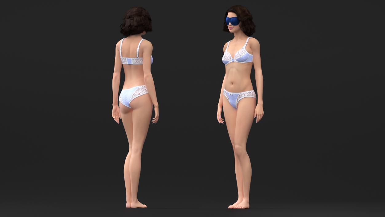 3D Woman with Sleep Mask Blue