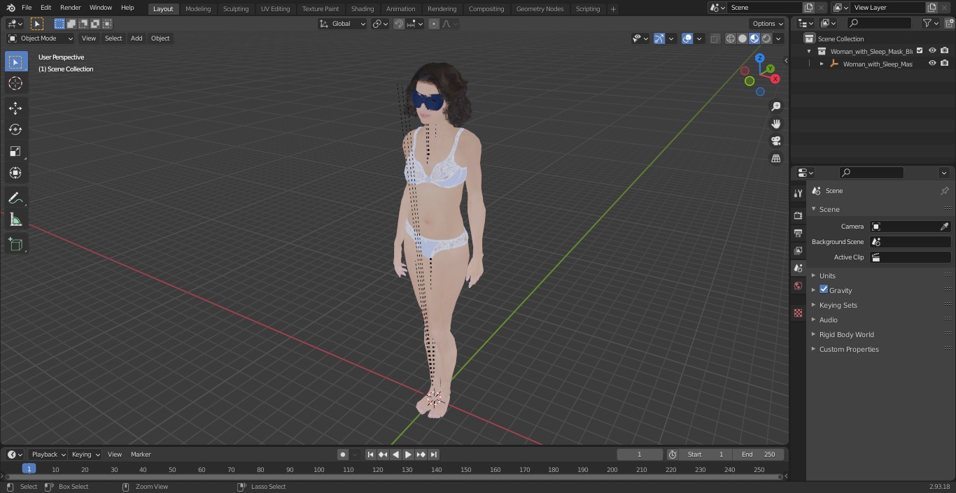 3D Woman with Sleep Mask Blue