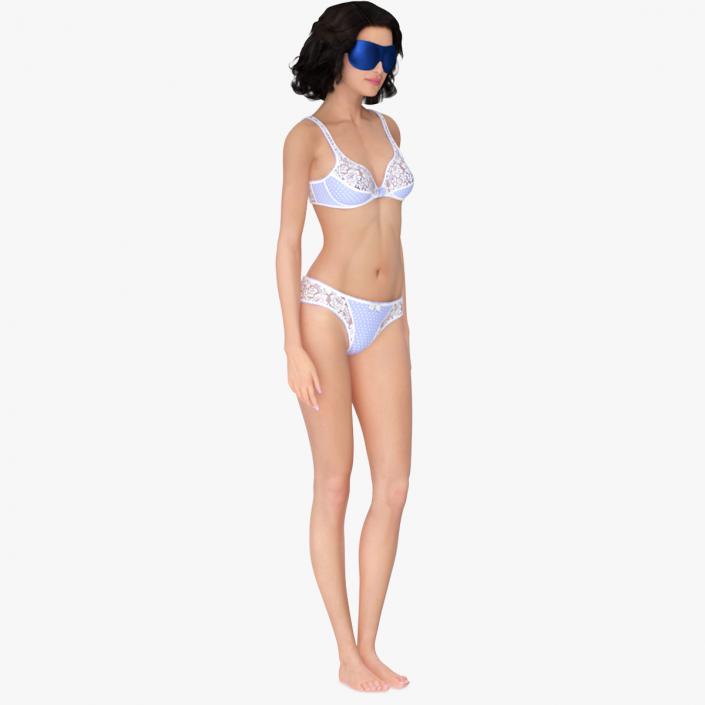 3D Woman with Sleep Mask Blue