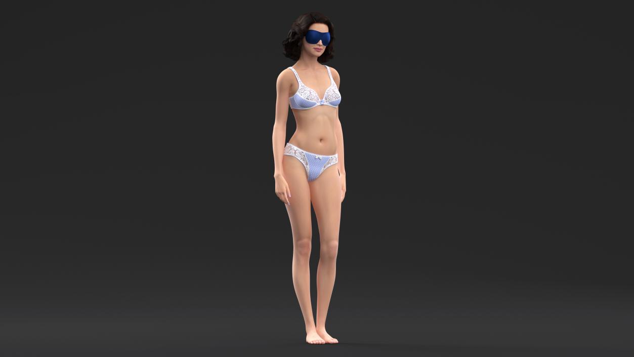 3D Woman with Sleep Mask Blue