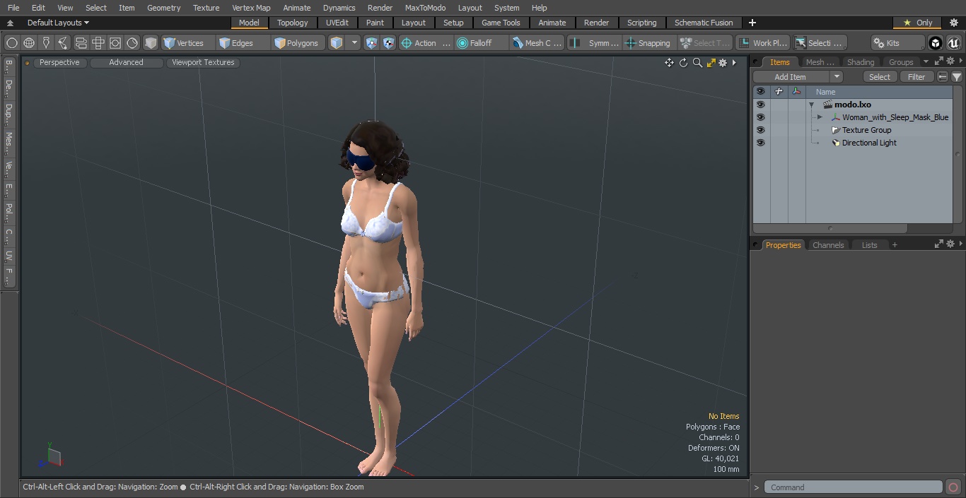 3D Woman with Sleep Mask Blue