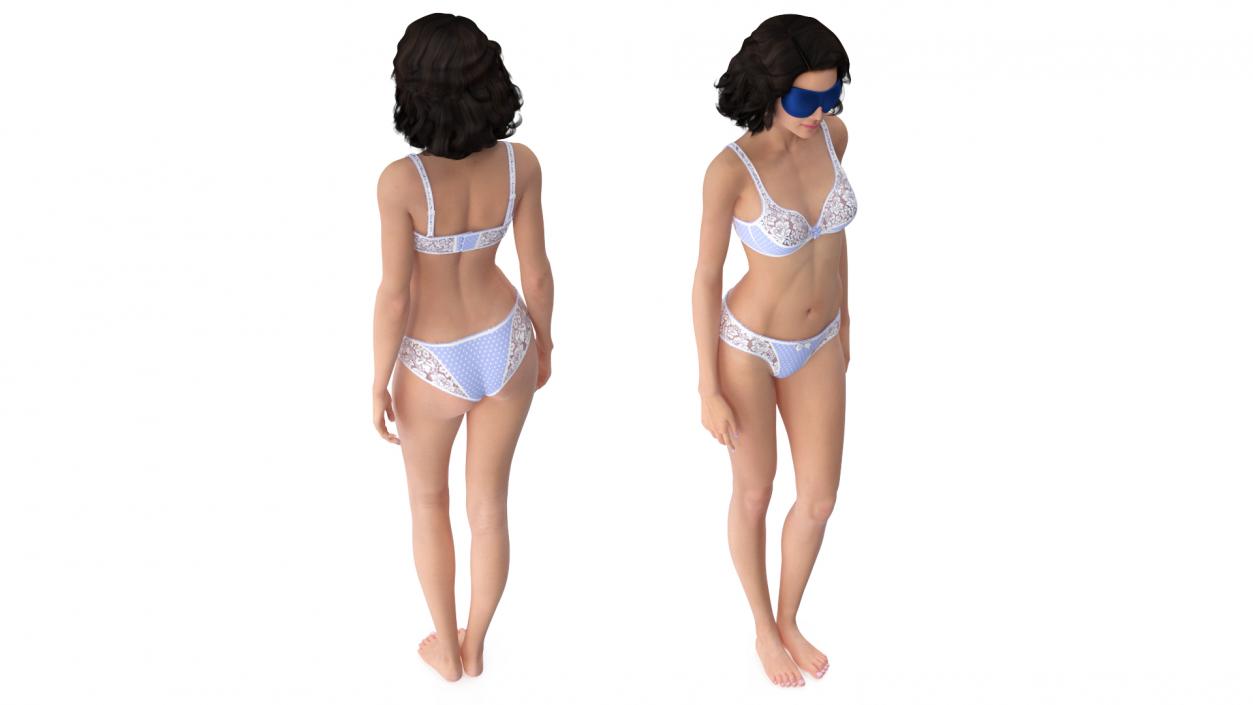 3D Woman with Sleep Mask Blue