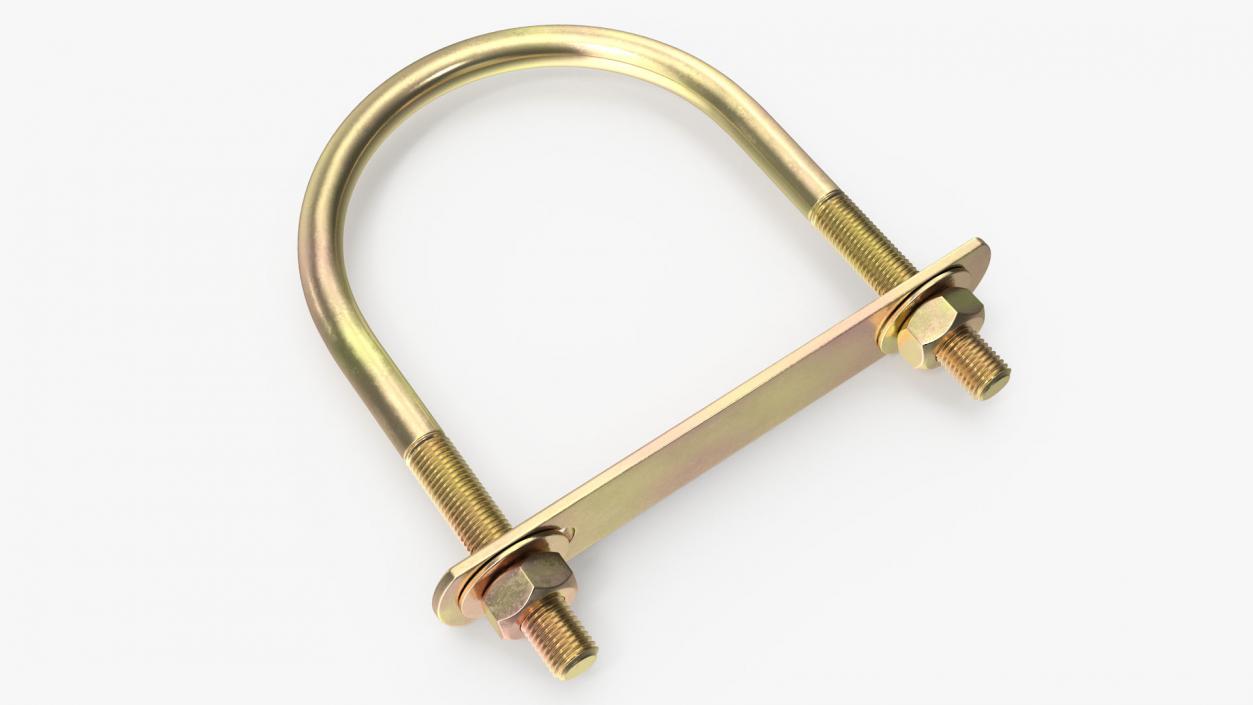 U-Shaped Bracket Brass 3D